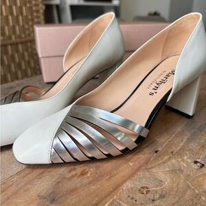 Bottega 23 Marilyn’s Italy White Leather Block Heel Pumps - Size 37